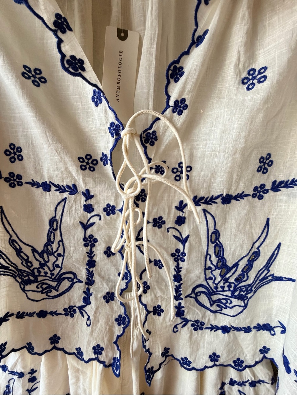 NWT Maeve Anthropologie Embroidered Bird Cotton Top Shorts Set Medium M - Picture 5 of 17